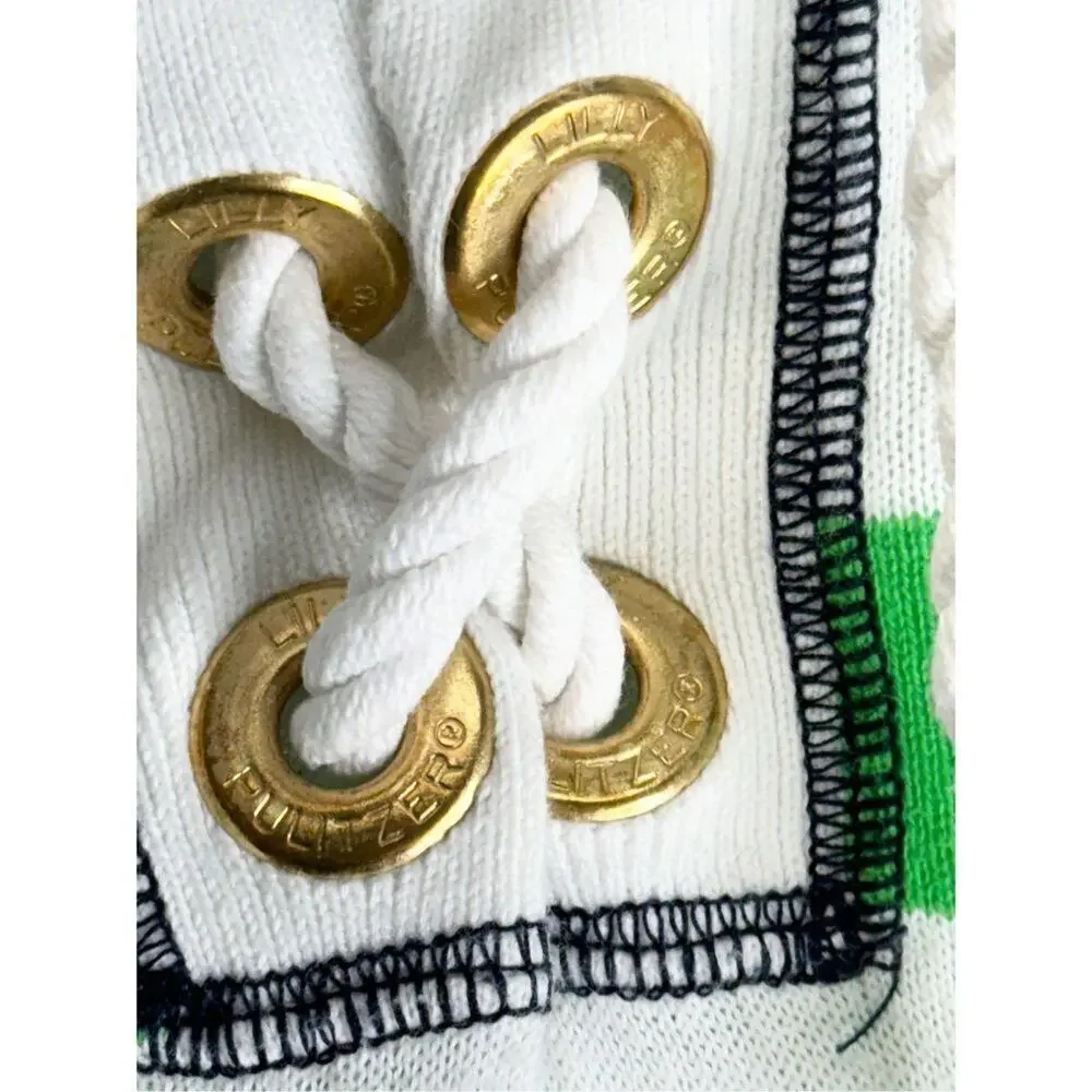 Lilly‎ Pulitzer Sweater Size Small Green White Striped Long Sleeve Pullover